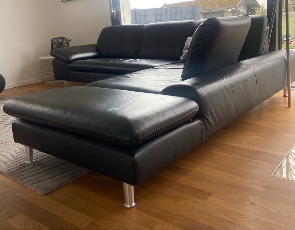 Absolut hochwertiges Echtleder Sofa schwarz, hoher NP in Verl