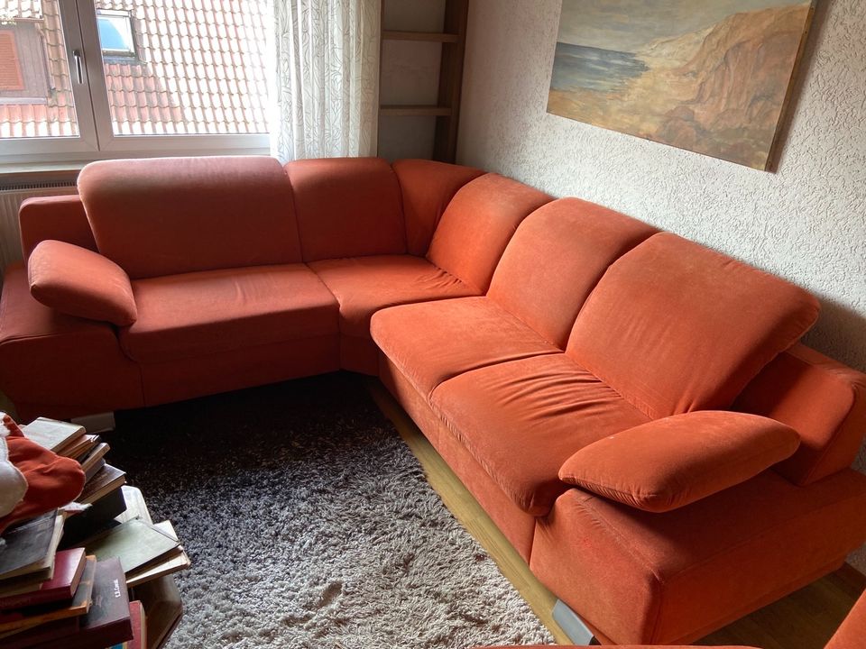 Couch Sofa orange 2,60x2,60 mit Sessel Wohnlandschaft in Nürtingen