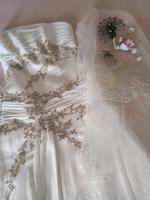 Hochzeitskleid in Creme mit Schleier + Pumps Bayern - Bad Reichenhall Vorschau