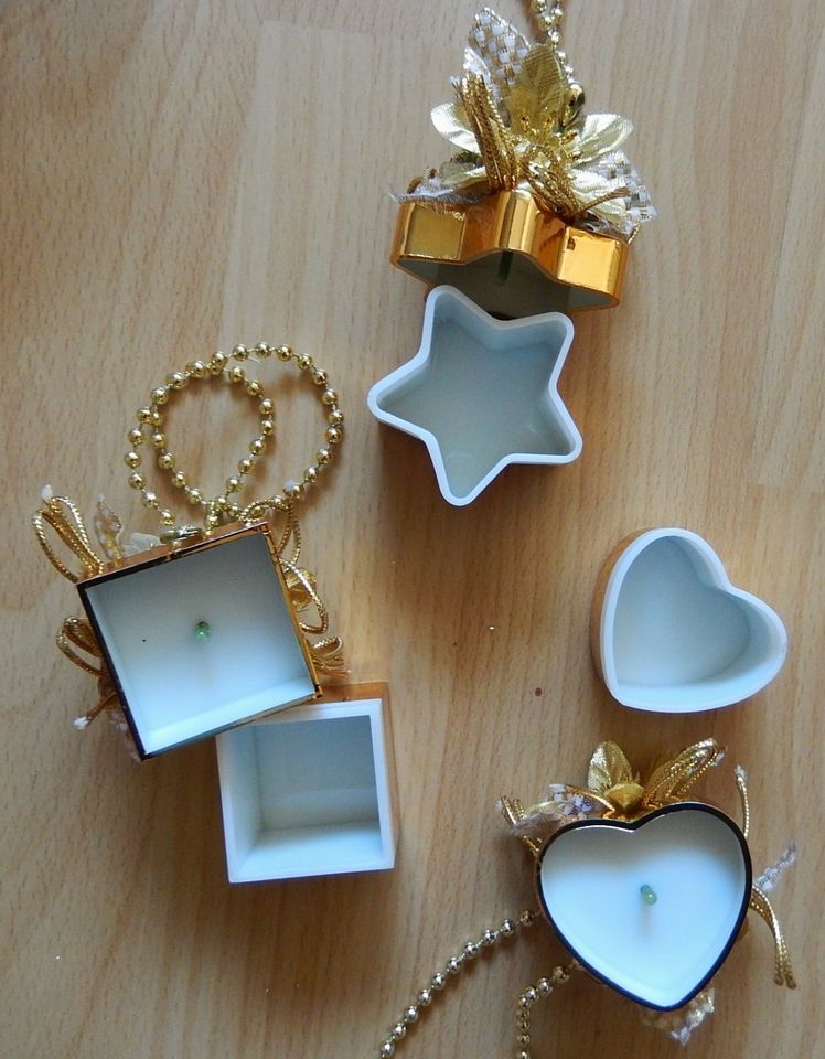 Baumschmuck / Geschenkdöschen /Anhänger - Kunststoff goldfarben in Lingenfeld