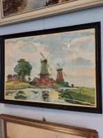 Emil Rizek - Greetsiel Zwillingsmühlen - Gouache Gemälde Niedersachsen - Emden Vorschau