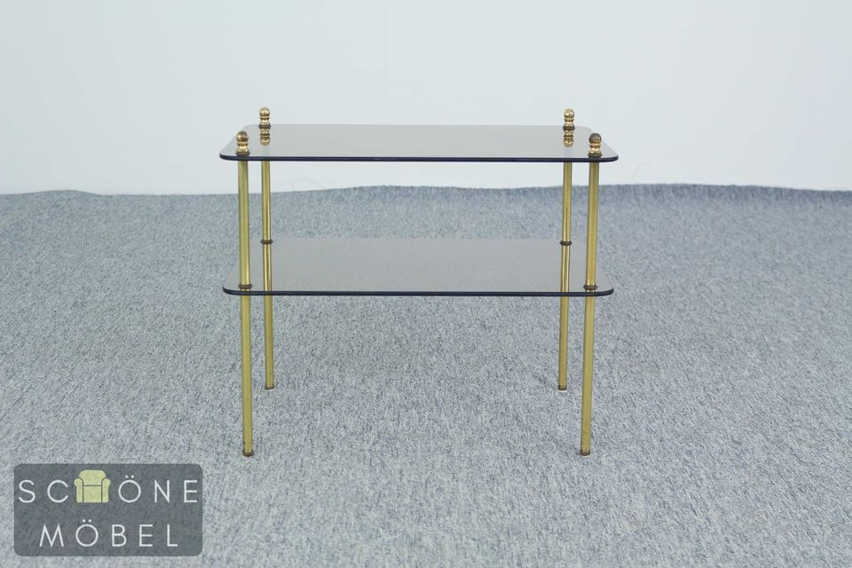 Vintage Beistelltisch Retro Glas Tisch Coffee Table Messing in Berlin