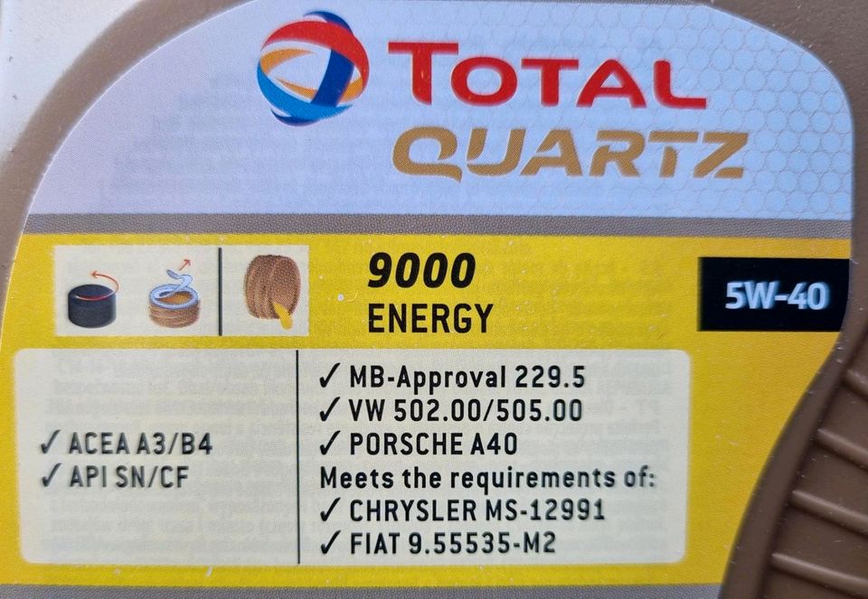 Motoröl Total Quartz 9000 Energy 5W-40, 4 Liter in Schechen