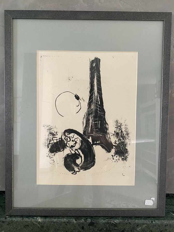 Original Marc Chagall Lithographie M94 Eiffelturm gerahmt in Neuhausen