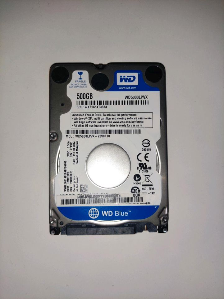 500 GB Festplatte HDD SATA 2.5 Zoll in Bochum