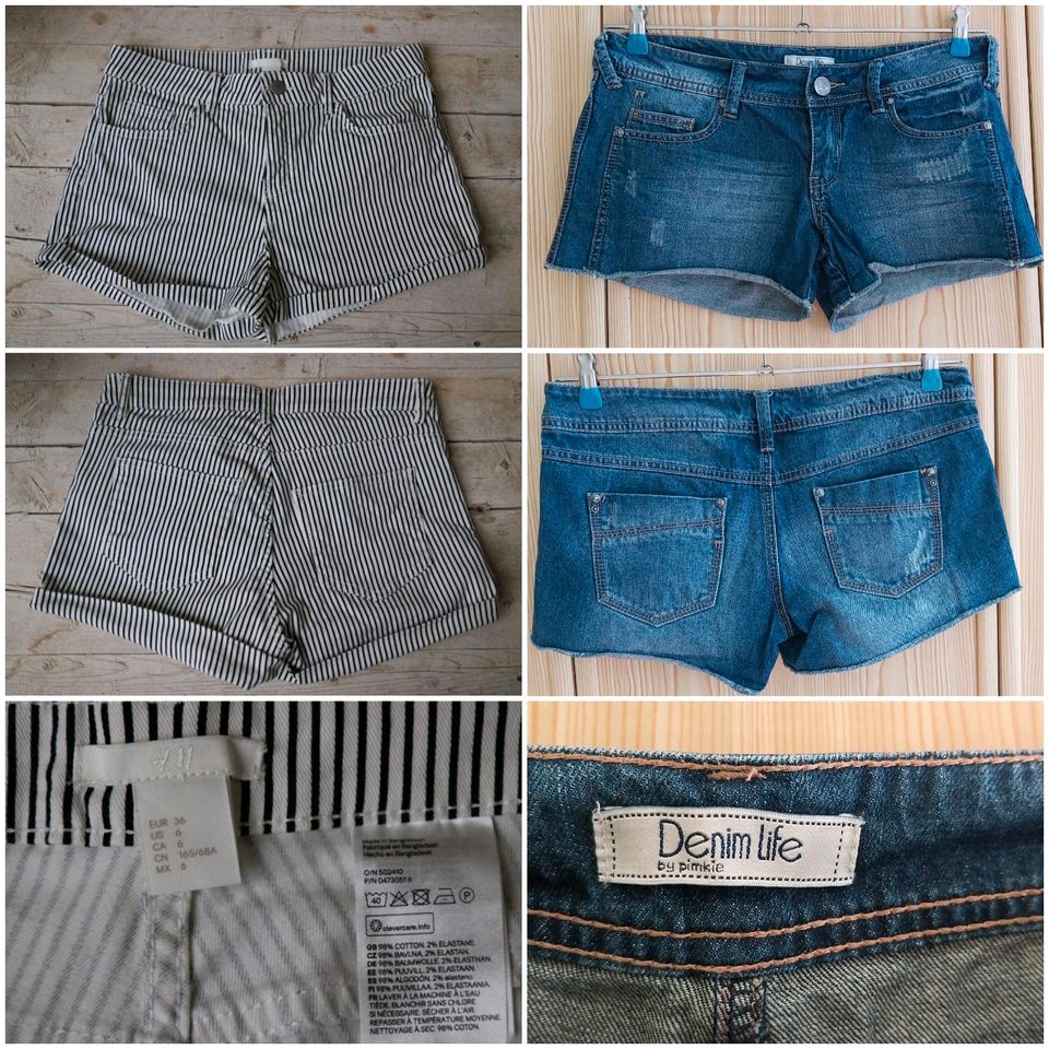 Shorts - H&M - pimkie - Jeans - blau - gestreift - schwarz weiß in Ernsgaden