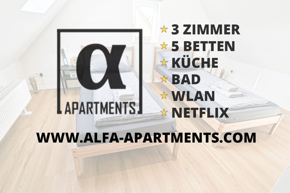 Stuttgart Monteurwohnung  3 Zimmer 5 Betten Küche WM WLAN Netflix  Monteurzimmer in Stuttgart