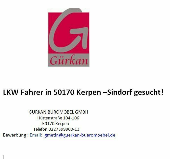 LKW Fahrer (m/w/d) in 50170 Kerpen-Sindorf  gesucht! in Kerpen