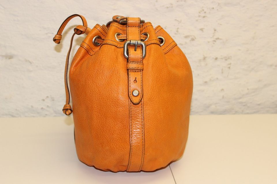 FOSSIL Maddox Drawstring Leder Tasche Orange Schultertasche in Duisburg