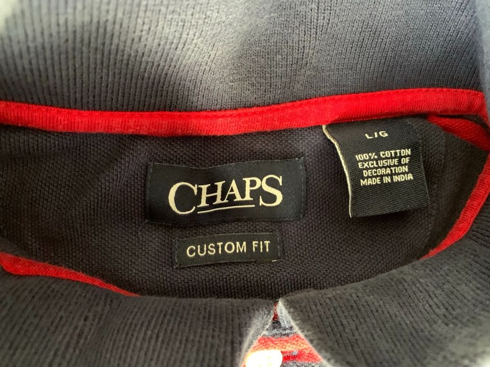 2 x Chaps Polo Ralph Lauren Shirt langarm Gr. L grau, blau rot in Bruchsal