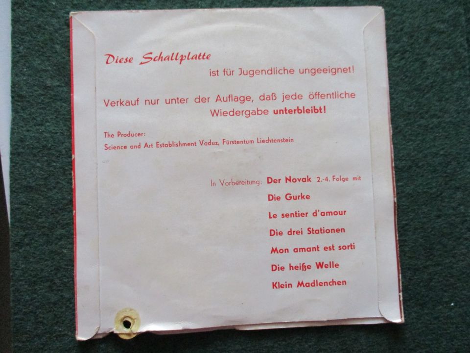 Single Schallplatte " DER NOVAK " mit Schloss ( Gisela ) in Marburg