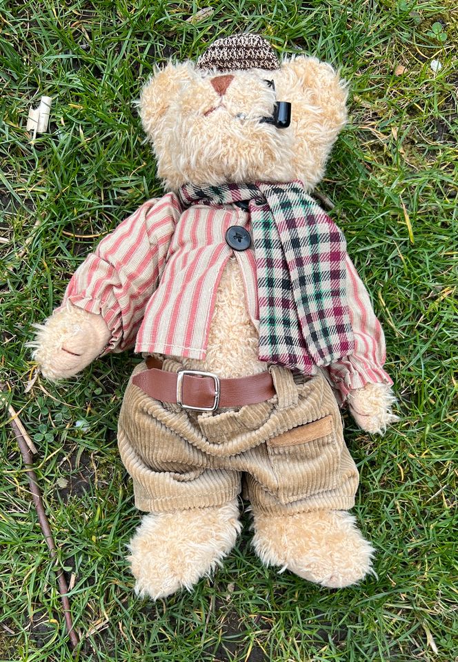 Alter Teddy Teddybär mit Pfeife Brille Gürtel vintage retro in Augsburg