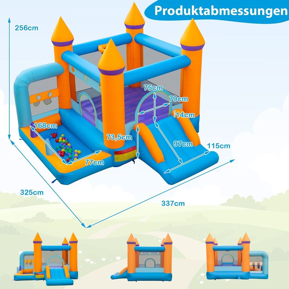 Hüpfburg Gebläse Rutsche Bälle Basketballkorb Springburg NEU in Weilburg