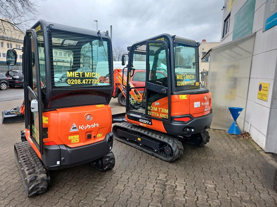 Minibagger Kubota 2,7t mieten. Auch Anlieferung. Anbaugeräte vorh in Mülheim (Ruhr)