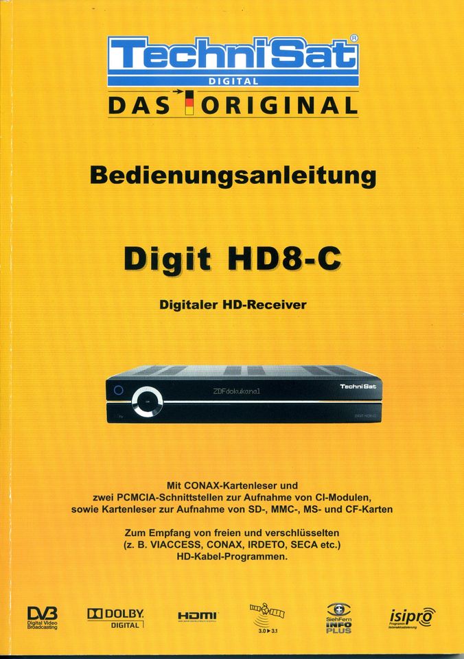 Technisat Digit HD8-C Bedienungsanleitung deutsch in Köln