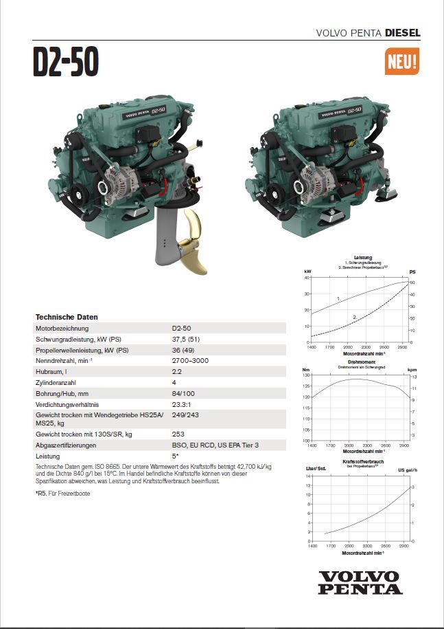 VOLVO PENTA BOOTSMOTOR D2-50F MIT SAILDRIVE  / -10% RABATT in Bremerhaven