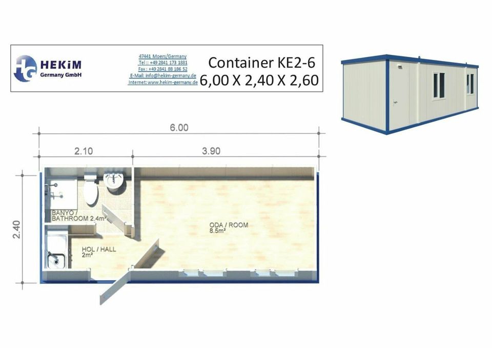 Bürocontainer  Baucontainer Container mit Dusche WC Küche KE 2-6 in Moers