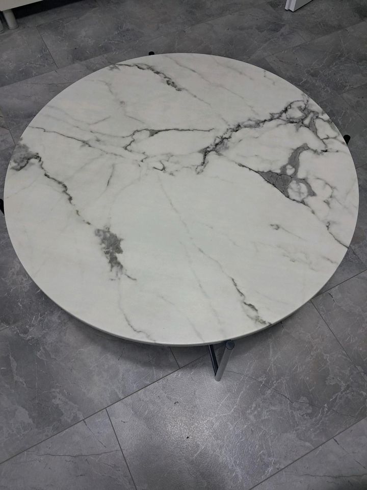 Tisch couchtisch Marmor Optik rundertisch Rund schwarz weiß 80 cm in Duisburg
