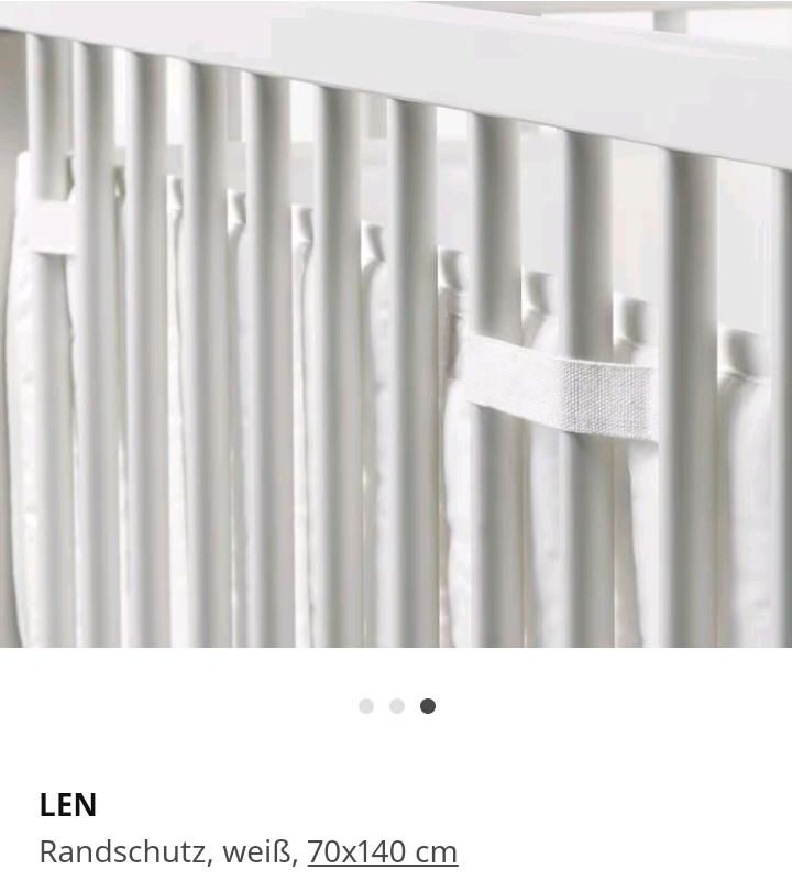 Ikea Len Baby Bett Umrandung Schutz Kissen 70×140 weiß Polster in Klipphausen