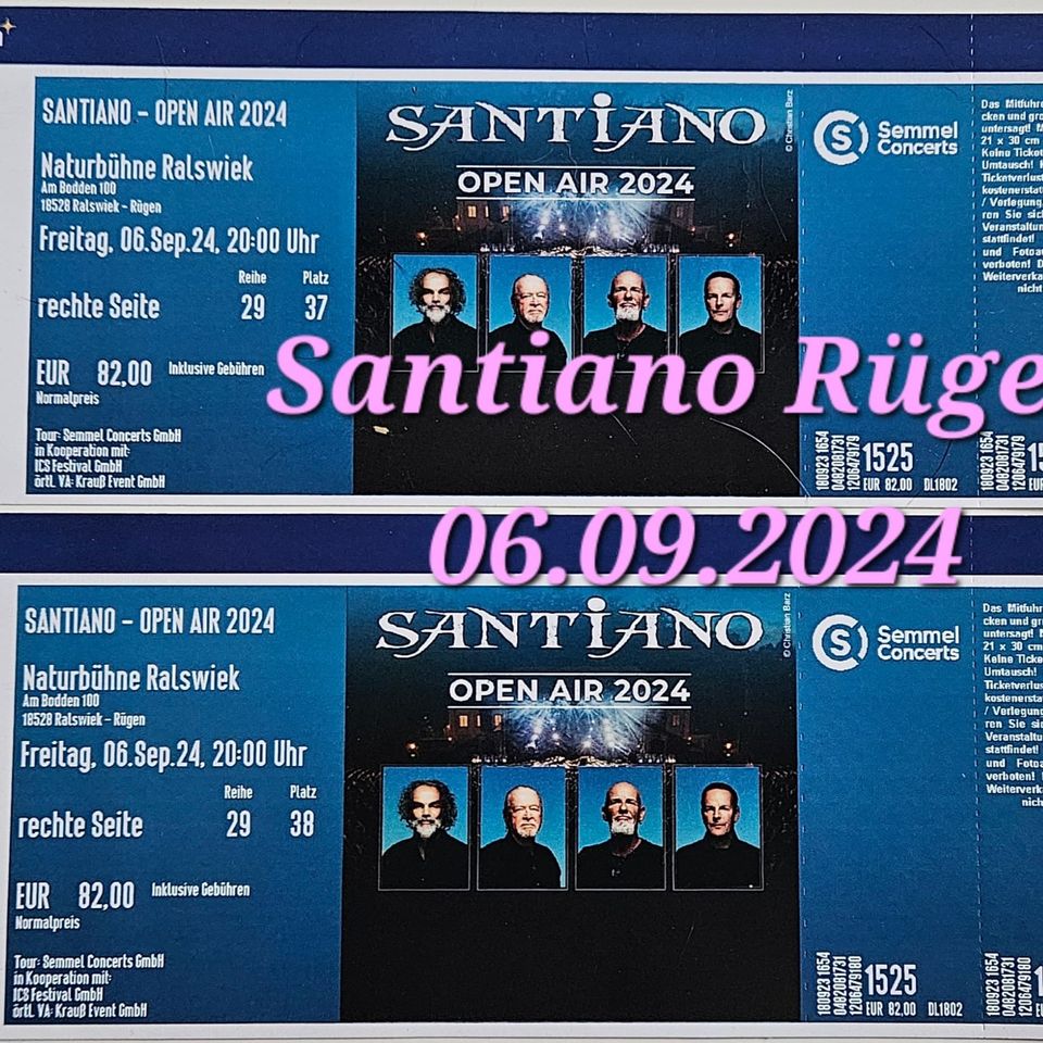 Santiano Tickets Rügen 06.09.2024 inkl. Versand Deutschland in Wedel