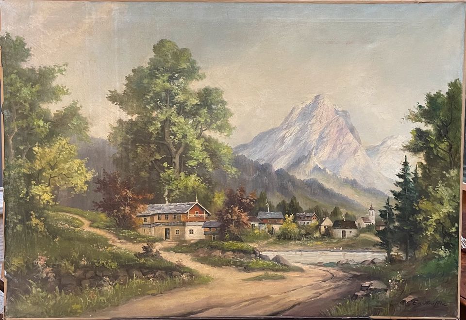 Gemälde  Eugen von Ottenfeld (1874-1947) Landschaft Bergsee in Bonn