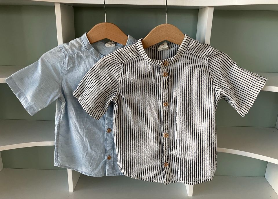 H&M Hemd, Kurzarmhemd, Sommerhemd, 2 Stück, blau, 80 in Beilngries
