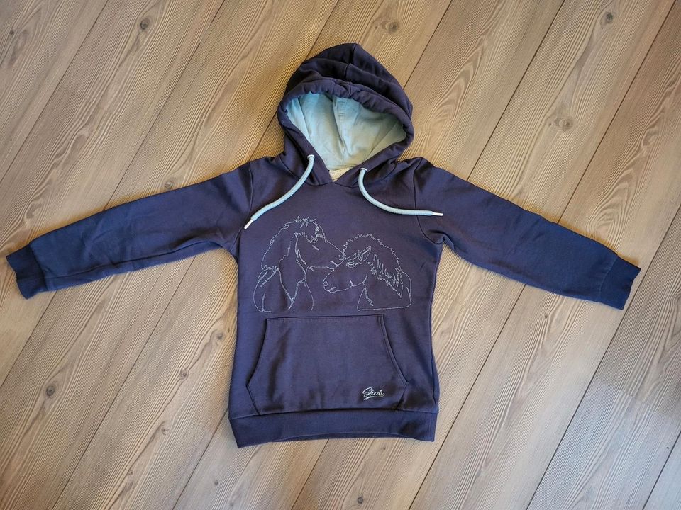 Steeds Reiten Pferd Pullover Hoodie lila Islandpony Gr. 140 in Radebeul