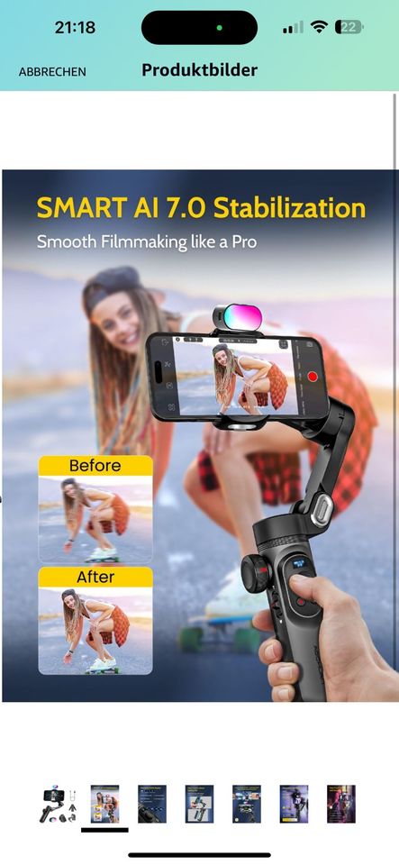 Gimbal-Stabilisator für Smartphone, RGB-Magnet- in Dessau-Roßlau