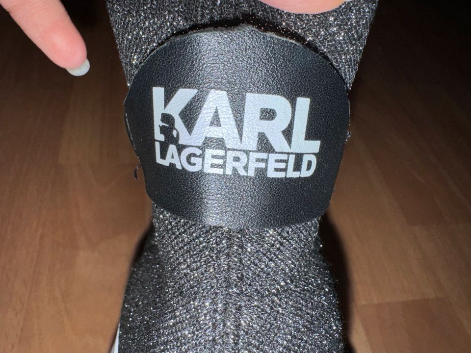Karl Lagerfeld Stiefeletten Sock Stiefel Silber Schwarz 37 in Berlin