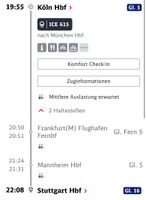 Deutsche Bahn Ticket Köln - Stuttgart 01.03.24 Süd - Niederrad Vorschau