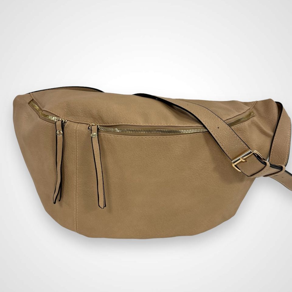 XXL Crossbody Bag VEGAN mit goldenem Reißverschluss in 12 Farben in Pulheim