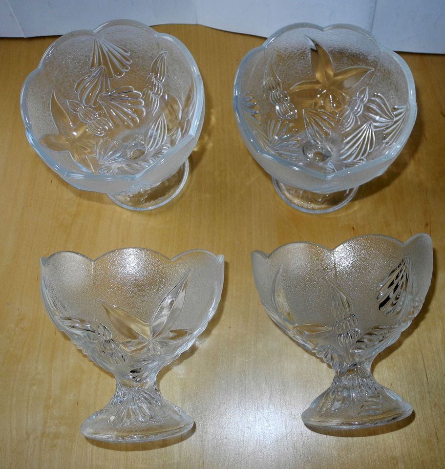 4 Dessertschalen Eisbecher mit Muschelmuster; Höhe 12,5 cm in Neustadt an der Weinstraße