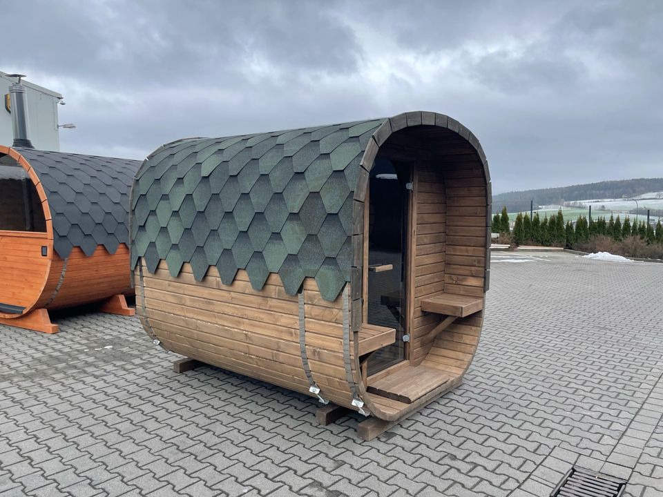 Quadro Sauna | Garten Fasssauna | 2,5 m | Außensauna | 2 Ebenen in Eichenzell