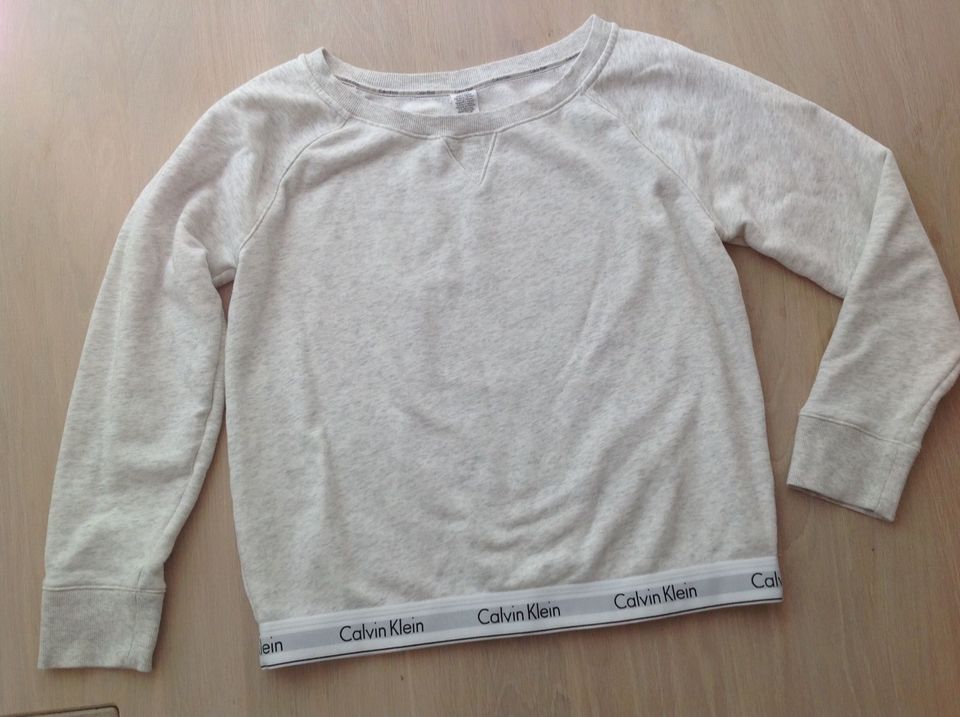 CALVIN KLEIN Logo-Sweatshirt hellgrau-meliert weich M L 38 NEU! in Lüneburg