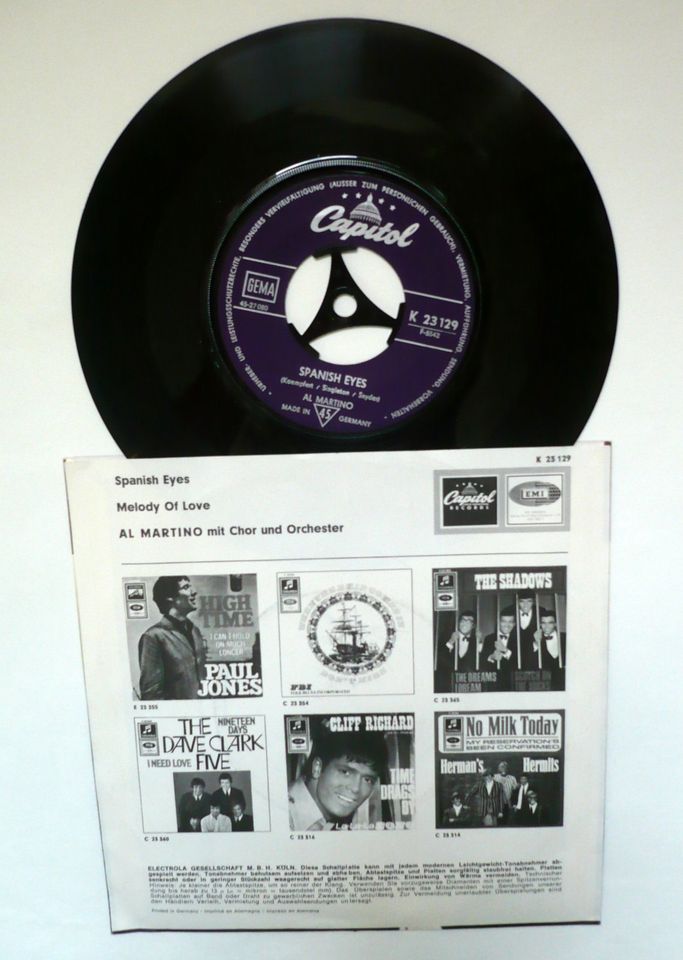 Vinyl Single 7” ★ AL MARTINO • SPANISH EYES / MELODY IN LOVE in Lübeck