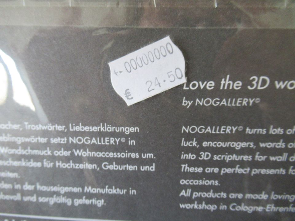 DEKO 3-D Schriftzug "NOGallery" Holz UNBENUTZT! in Dormagen