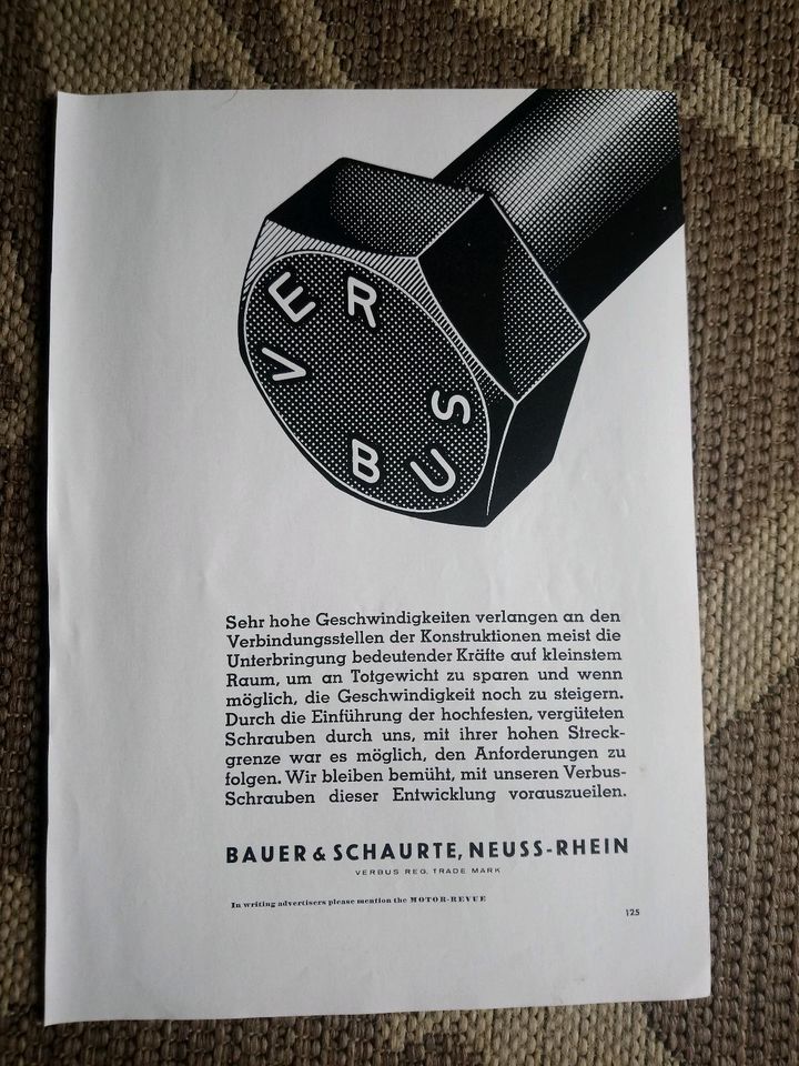 Verbus - Bauer & Schaurte Werbung Reklame 1957 groß in Schopfheim