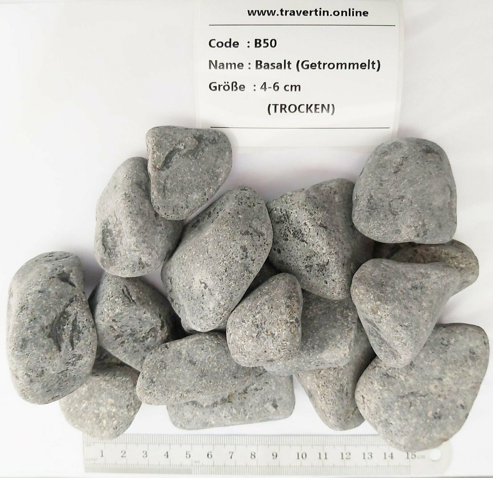 25 kg Sack Zierkies Basalt getrommelt 4-6 cm zum Schnäppchenpreis in Hammoor