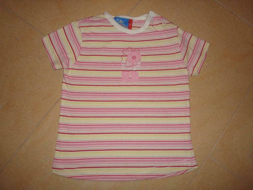 süßes T-Shirt Gr. 80 von Topolino rosa gelb gestreift Shirt TOP! in Weinbergen