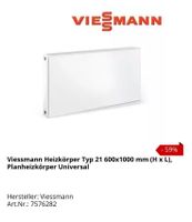 NEU Viessmann Planheizkörper 600x1000 kein Buderus Heizkörper Niedersachsen - Garbsen Vorschau