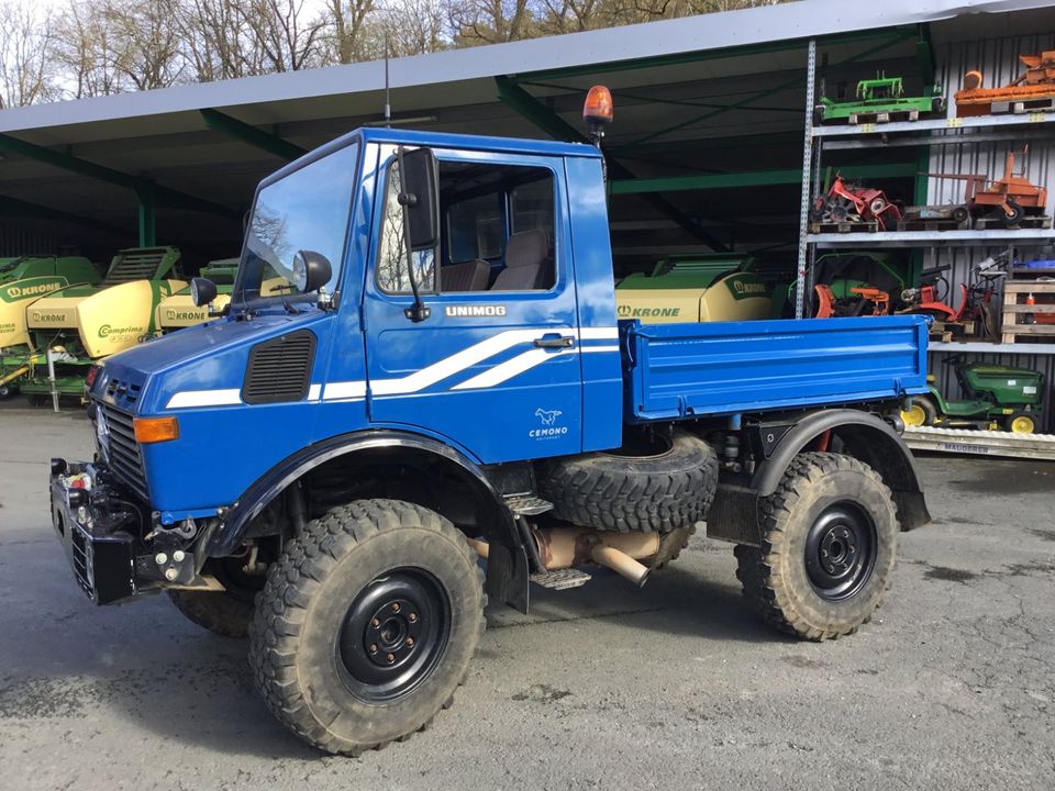 Unimog 424 U1000 U1200 mit Heckkraftheber Erf. Nr. 66376 in Steffenberg