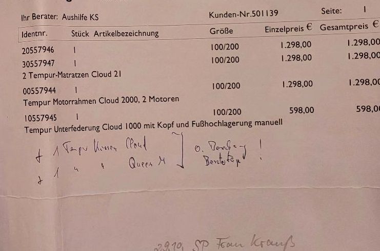 NP 1900€! elektr verstellb 2 Lattenroste 100x200 Tempur Cloud2000 in Eisenach