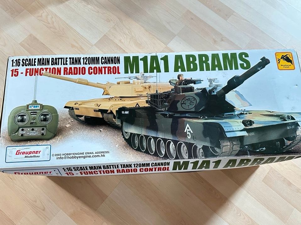 Graupner - RC-Panzer M1A1 Abrams CAMO 1:16 Sound Kanone selten in Weissach