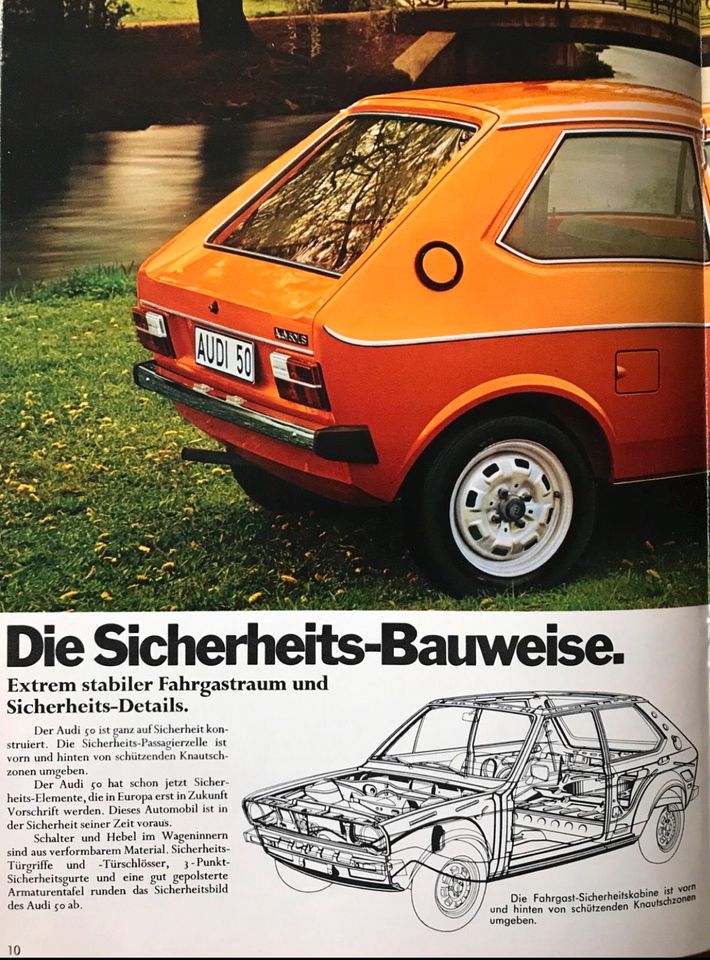 Prospekt DER NEUE AUDI 50 Typ 86 August 1974 in Nürnberg (Mittelfr)