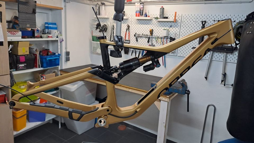 Orbea Rallon 2023 XL Rahmenset Gold mit Fox Float X2 Factory Kash in Schmelz