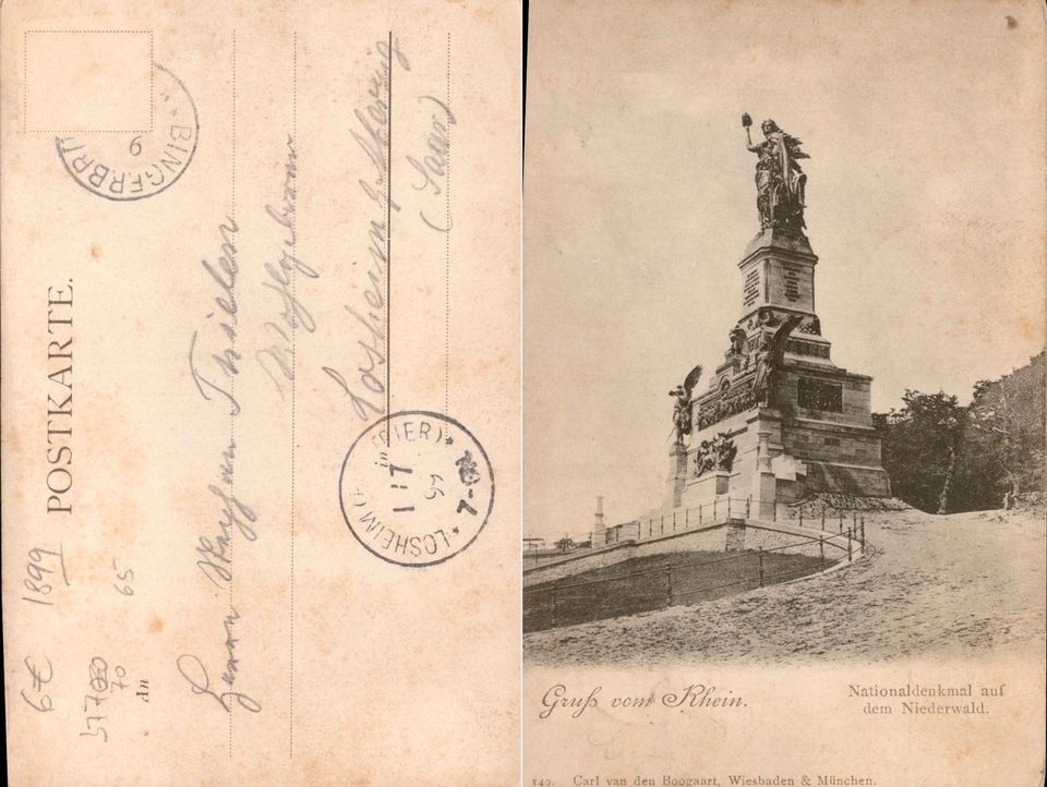 AK NIEDERWALD Rhein 1899 Denkmal Rarität Sammlerstück Grußkarte in Berlin