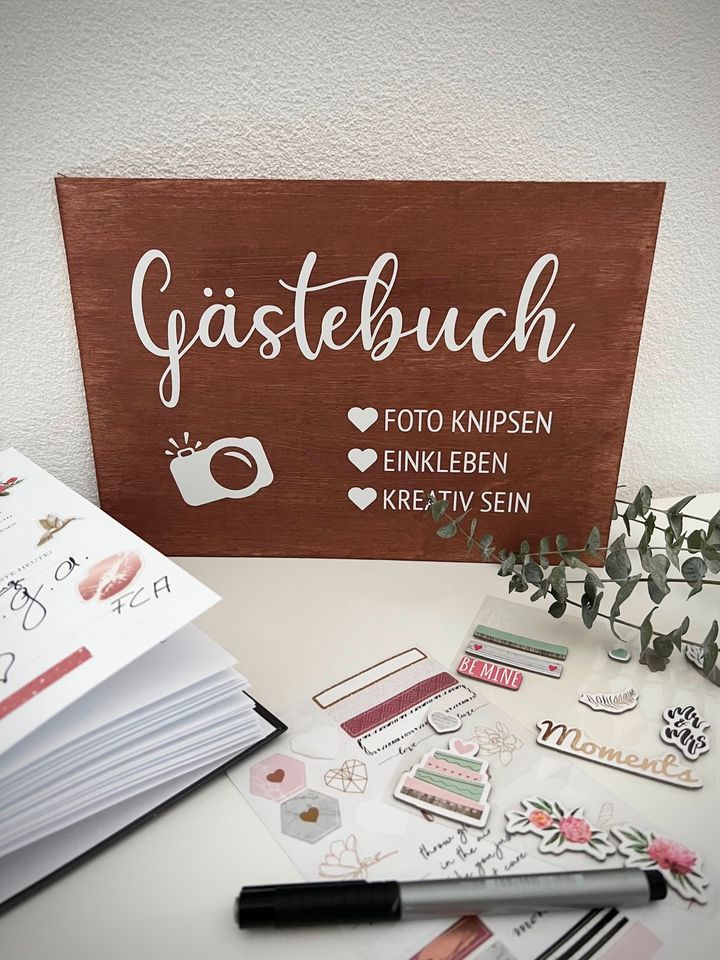 Holzschild Hochzeit Fotobox Candybar Gästebuch Hochzeitstanz in Wain