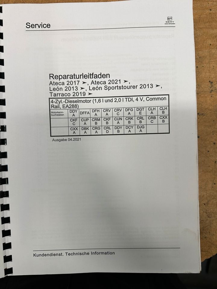 Seat Leon 5F/Ateca/Tarraco Reparaturleitfaden Werkstatthandbuch in Lippstadt