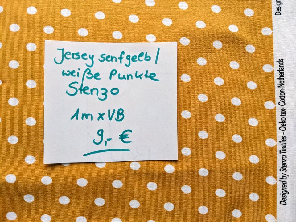 Jersey Stoff Jerseystoff Stenzo senfgelb Punkte Dots in Ohmden