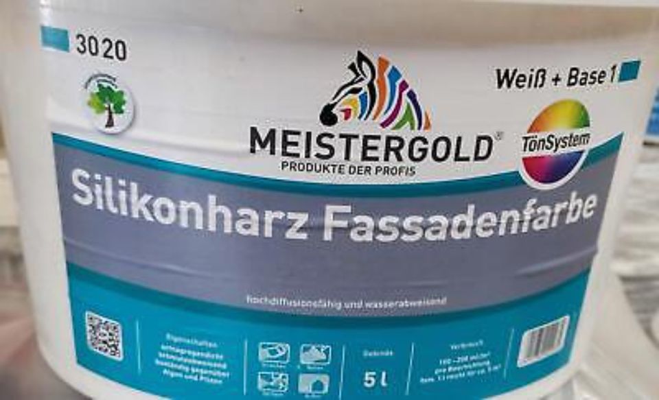 Wandfarbe Meistergold Silikonharz Fassadenfarbe 3020 Farbe weiß 5 in Rinteln